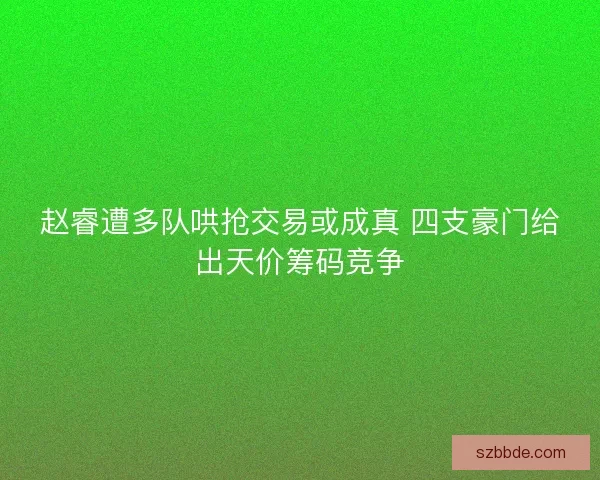 赵睿遭多队哄抢交易或成真 四支豪门给出天价筹码竞争 赵睿遭多队哄抢交易或成真 四支豪门给出天价筹码竞争
