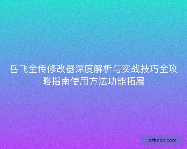岳飞全传修改器深度解析与实战技巧全攻略指南使用方法功能拓展